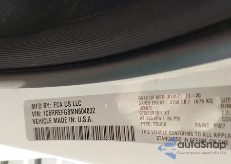 2021 Ram 1500 Lone Star 4X2 5'7 Box from USA, damaged, VIN 1C6RREFG8MN604832